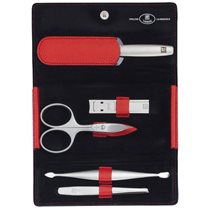 Set 5 piese inox satinat, portofel piele rosie - Zwilling Twinox