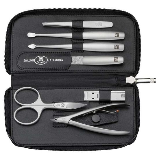 Set 7 piese inox satinat suport portofel piele neagra - Zwilling Twinox