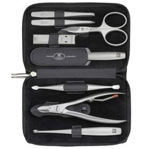 Set 8 piese inox satinat suport caseta piele neagra - Zwilling TWINOX