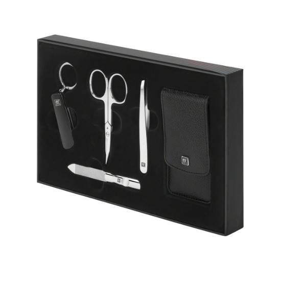 Set 4 piese cu suport etui piele neagra - Zwilling Classic Inox