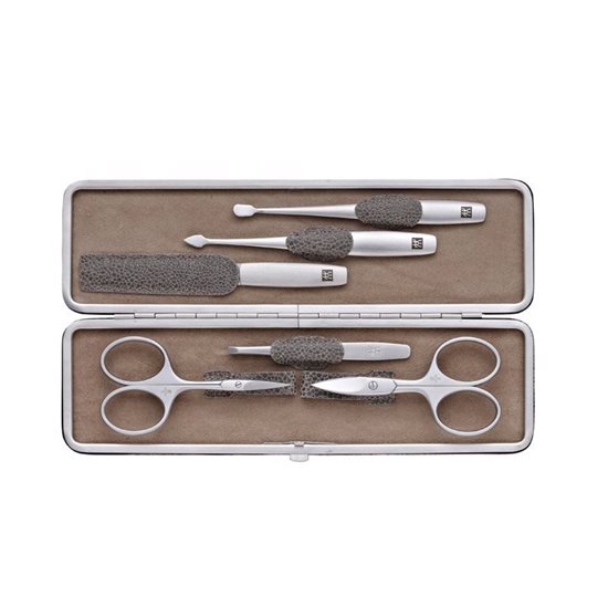 Set 6 piese inox satinat, etui piele cafenie - Zwilling TWINOX