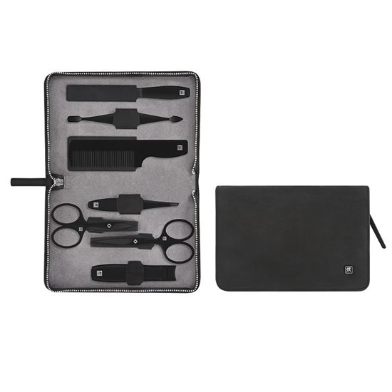 Set 7 piese inox pentru barbati, portofel piele neagra - Zwilling TWINOX