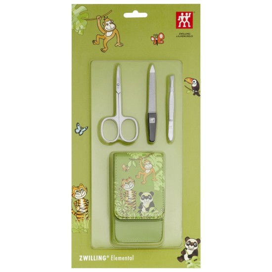 Set 3 piese copii, etui piele sintetica, verde - Zwilling Elemental