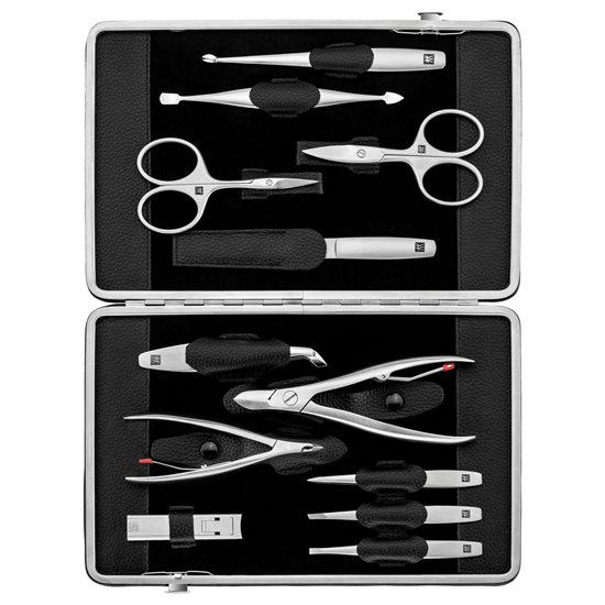 Set 12 piese otel inoxidabil, caseta piele, Negru - Zwilling TWINOX