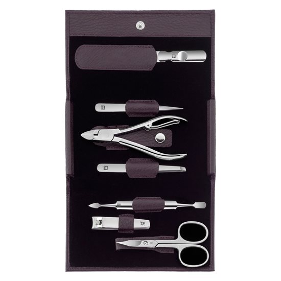 Set 7 piese manichiura, portofel piele mov - Zwilling Classic Inox