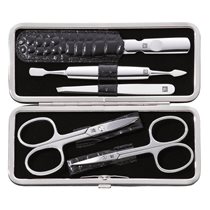 Set 5 piese inox, portofel piele model crocodil, Negru - Zwilling Classic Inox