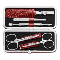 Set 5 piese inox, portofel piele model crocodil, Rosu - Zwilling Classic Inox