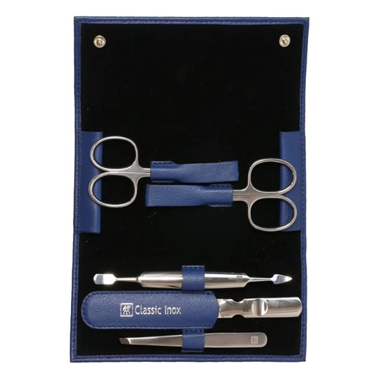 Set manichiura 5 piese, portofel piele, cu capsa, Albastru - Zwilling Classic Inox