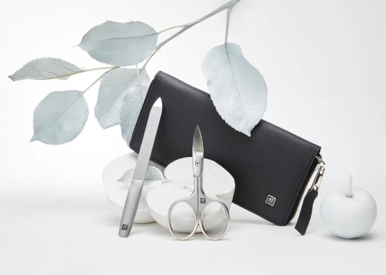 Set 5 piese, inox, etui piele vegana mar, Negru - Zwilling PREMIUM