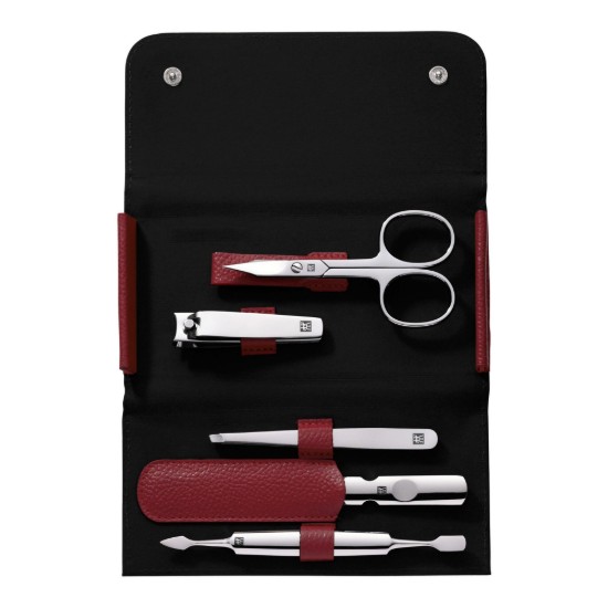 Set manichiura 5 piese, inox, portofel piele, Rosu - Zwilling Classic Inox
